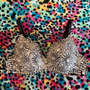 Silver rhinestone jewel bra
